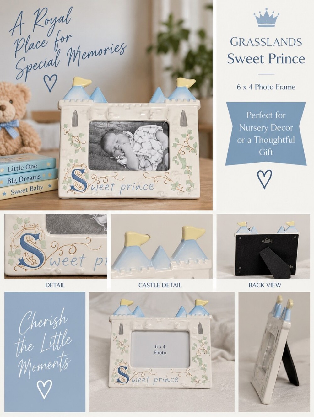 New grasslands sweet prince infant boy 6x4 castle photo frame #34